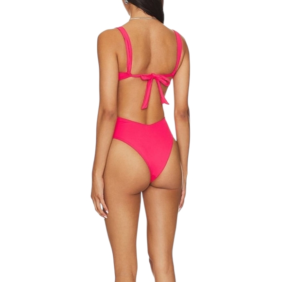 NWT L*SPACE Kendal Underwire Tie Back One Piece Swimsuit In Hot Cherry XL New - Picture 11 of 14